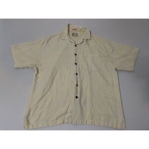 Reyn Spooner Hawaiian Shirt Silk‎ & Linen Jacquard Regency Floral Aloha Hawaii L